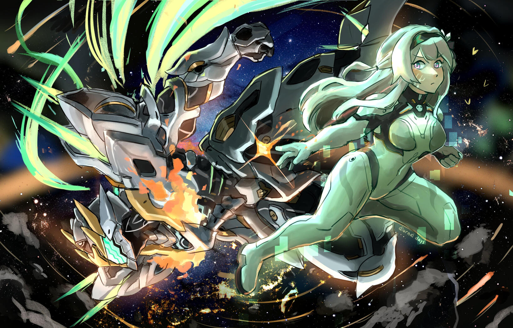 Honkai Star Rail Fanart - Firefly and SAM