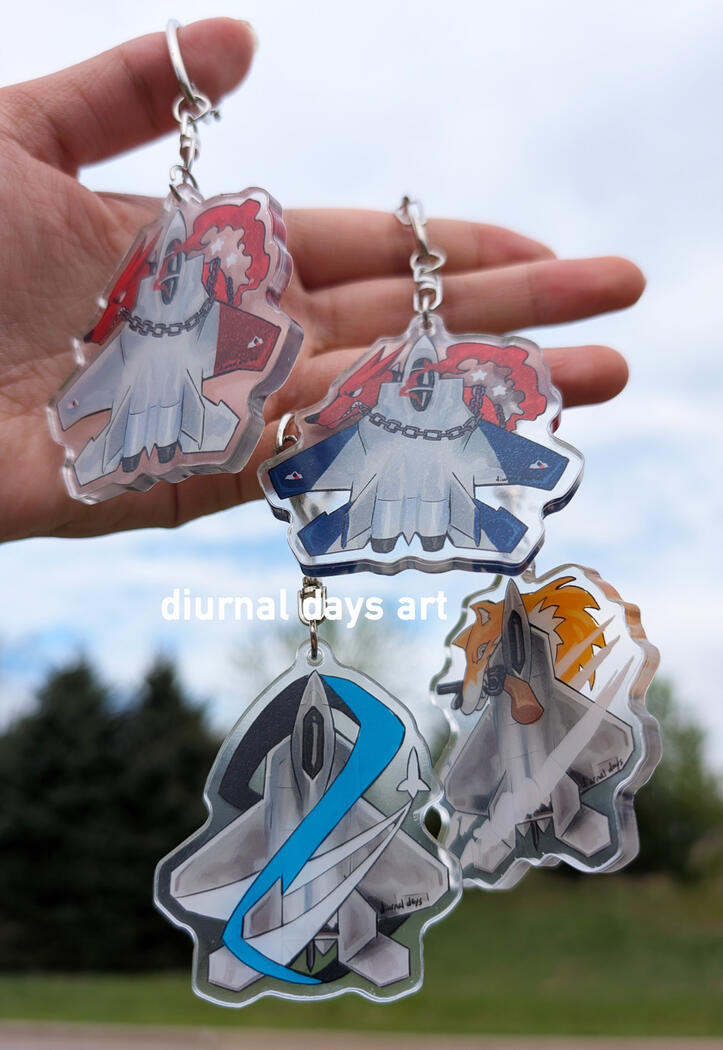 Ace Combat fanart keychains - Pixy, Cipher, Trigger, Mobius