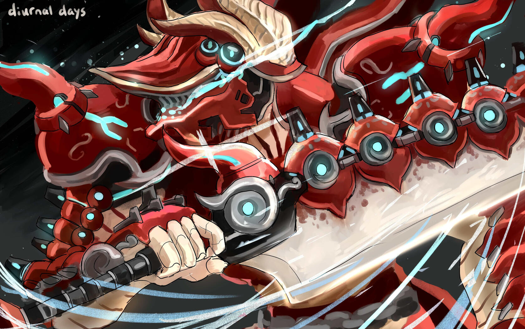 Warframe Chroma Dynasty skin fanart