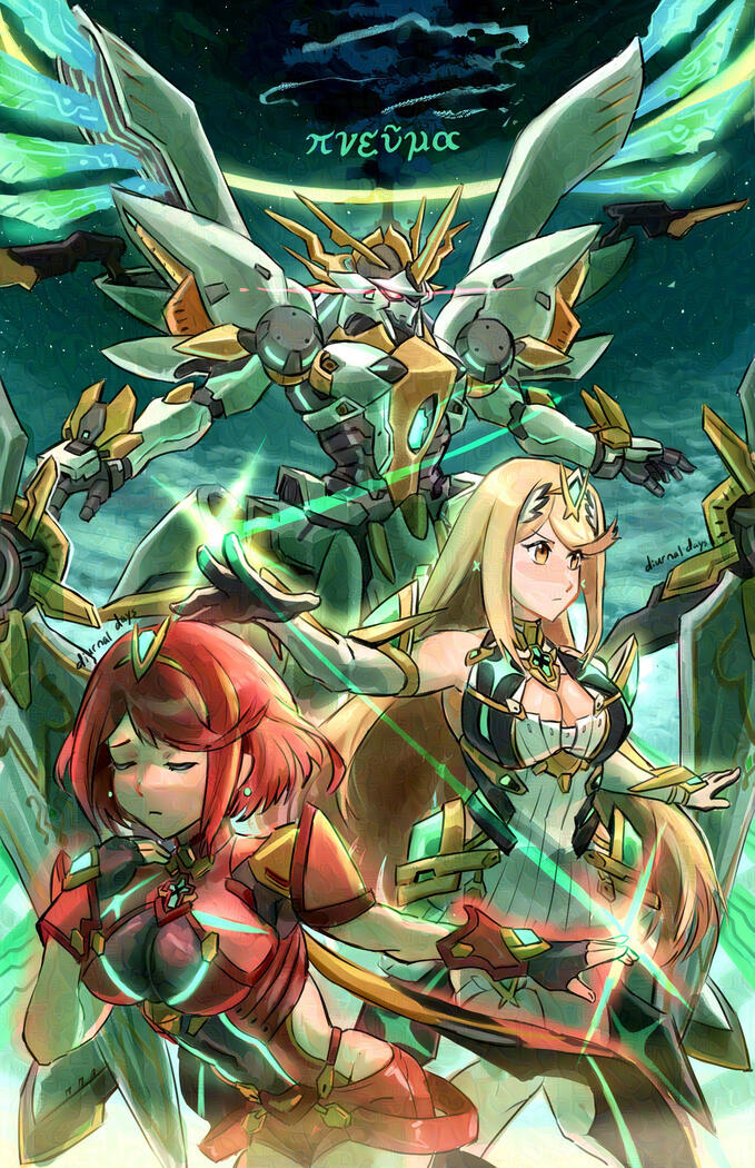 Xenoblade Chronicles 2 fanart - Mythra, Pyra, Artifice Siren