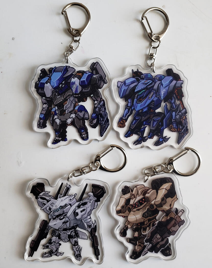 Armored Core acrylic keychains - Steel Haze Ortus, Steel Haze, White Glint, Nightfall