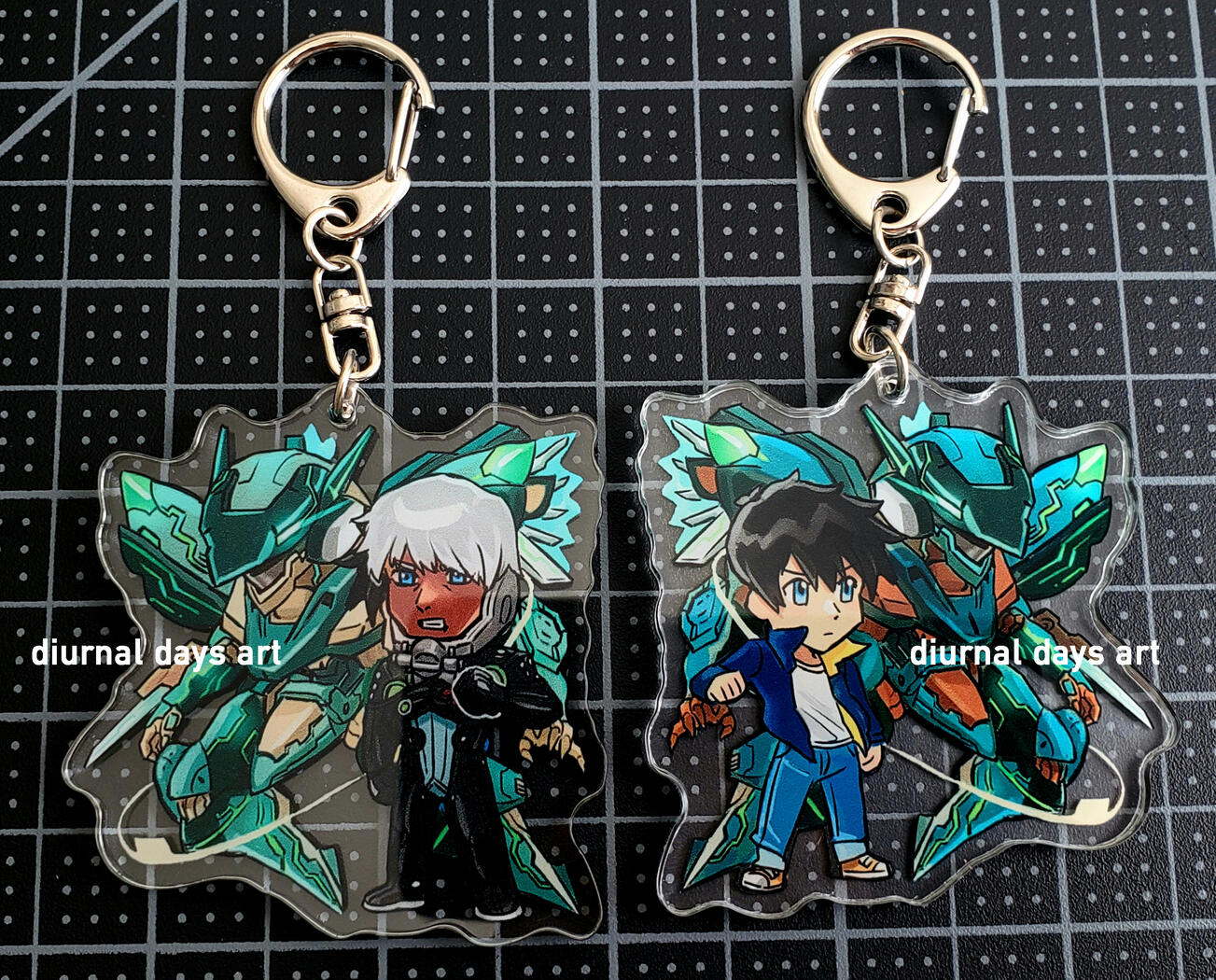 Zone of the Enders fanart double-sided keychain -- ZOE1 and ZOE2
