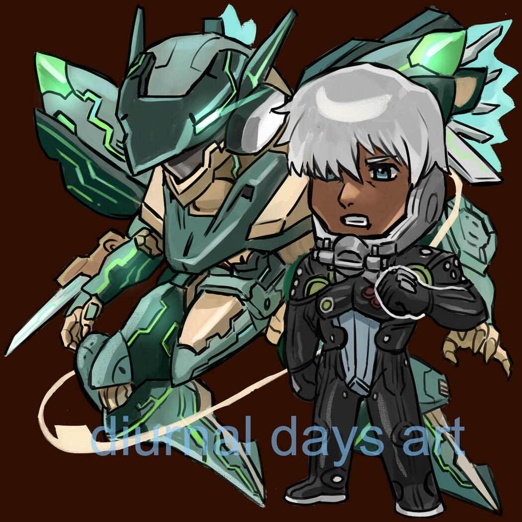 Zone of the Enders fanart -- Jehuty and Dingo Egret